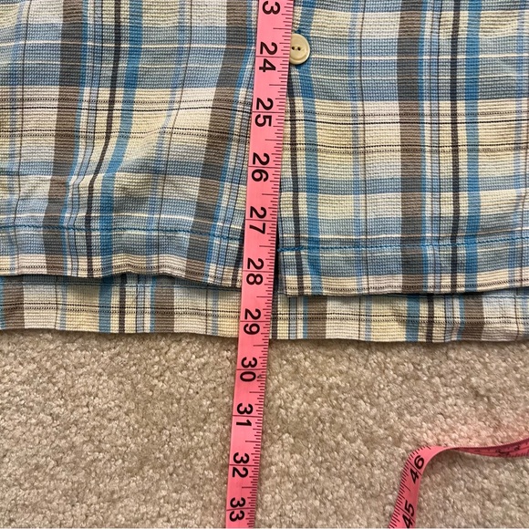 Tommy Bahama Shirt Mens Large Blue Gray Plaid Short Sleeve Button Up 100% Silk - Picture 10 of 10